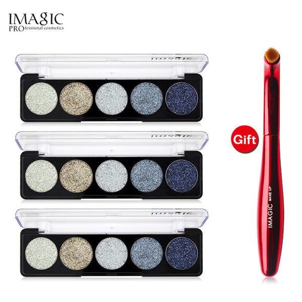 IMAGIC Buy 3 Get 1 Gift 3pcs/set 5 Colors Glitters Eye shadow Get a Eyeshadow  Brush gift