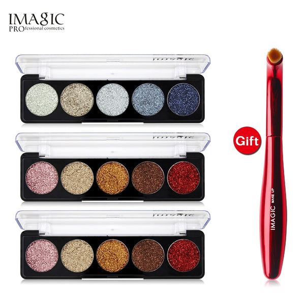 IMAGIC Buy 3 Get 1 Gift 3pcs/set 5 Colors Glitters Eye shadow Get a Eyeshadow  Brush gift
