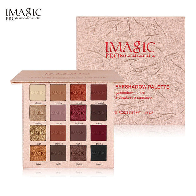 IMAGIC Eye Shadow  16 Colors Pressed Eyeshadow Matte Shimmer Palette Glitters Eyeshadow  Palette