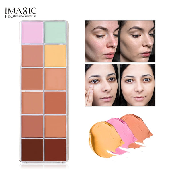IMAGIC  Face Contour Concealer 12 Colors Palette Makeup Cover Concealer Foundation Brightener Makeup Full Cover