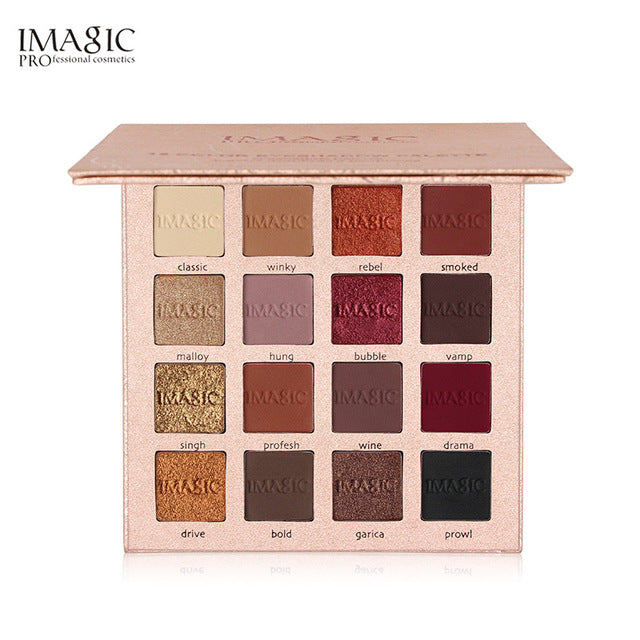 IMAGIC Professional  16 Color  Eyeshadow  Matte Shimmer Glitter Easy To Wear Eye Shadow Palette  Long-lasting  Eye Shadow