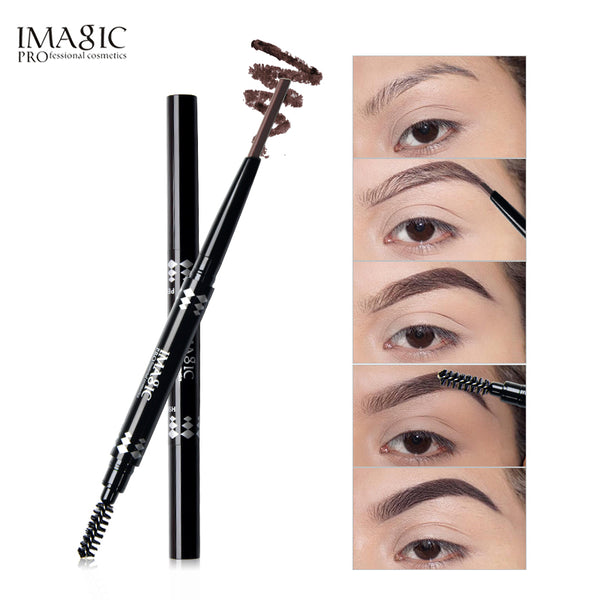 professional waterproof eyebrow pencil with brush double head rotating automatic triangle eyebrow pencil professional