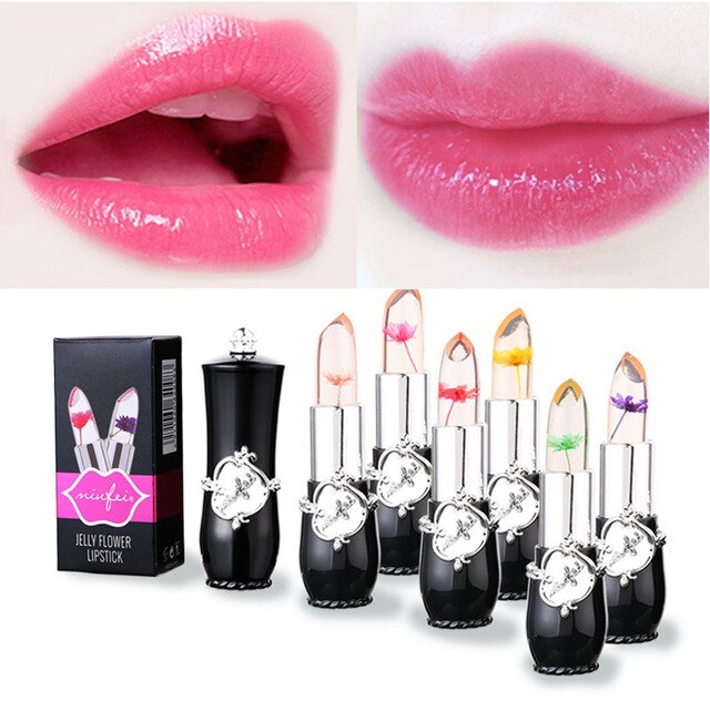 Lipstick 6PCS/Set Sexy Long-lasting Beauty Bright Flower Crystal Jelly Lipstick Magic Temperature Change Color Lip Balm Makeup