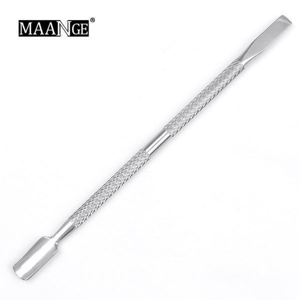 MAANGE 1/4 pièces Pro Nail Art acier inoxydable exfoliant Double tête peau cuticule poussoir extracteur enlèvement visage soins de la peau outils