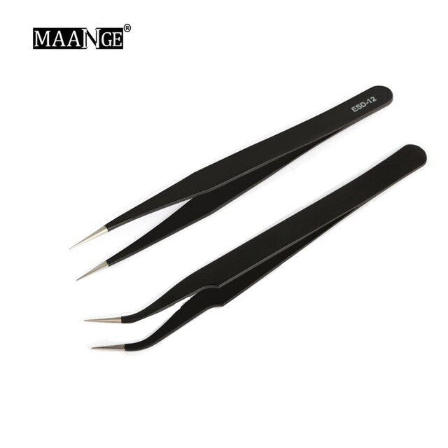 MAANGE 1 pièces Nail Art Gel acrylique outil de cueillette strass gemme décor noir pince à cils antistatique bricolage pince à main pince à épiler
