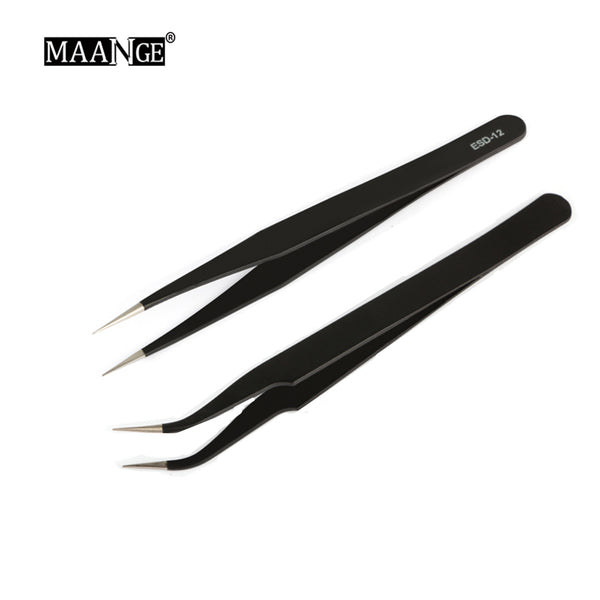 MAANGE 1 pièces Nail Art Gel acrylique outil de cueillette strass gemme décor noir pince à cils antistatique bricolage pince à main pince à épiler