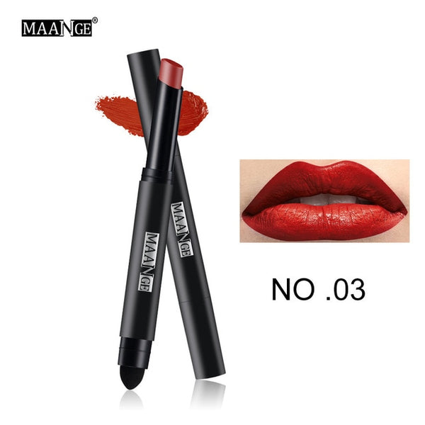 Matte Lipstick Pen Nude Waterproof Lip Stick Makeup Double-end Moisturizer Lipstick Gloss Silky Red Sexy Beauty Cosmetic