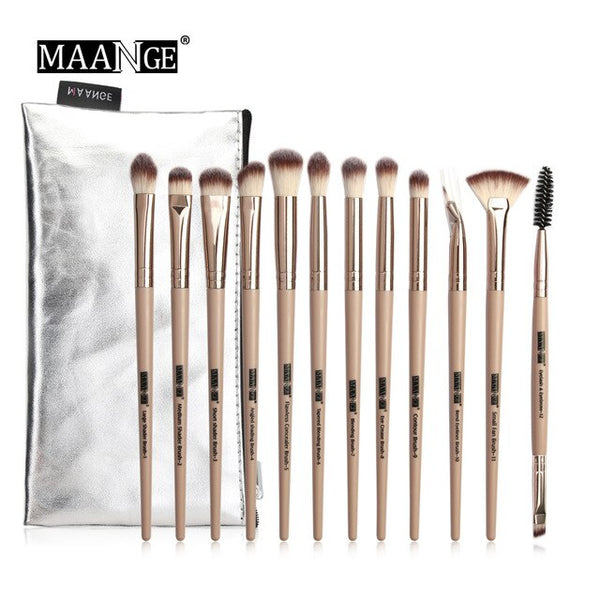 HOT Pro 6/12pcs Eye Makeup Brushes Set With Cosmestic Bag Rose Gold Make Up