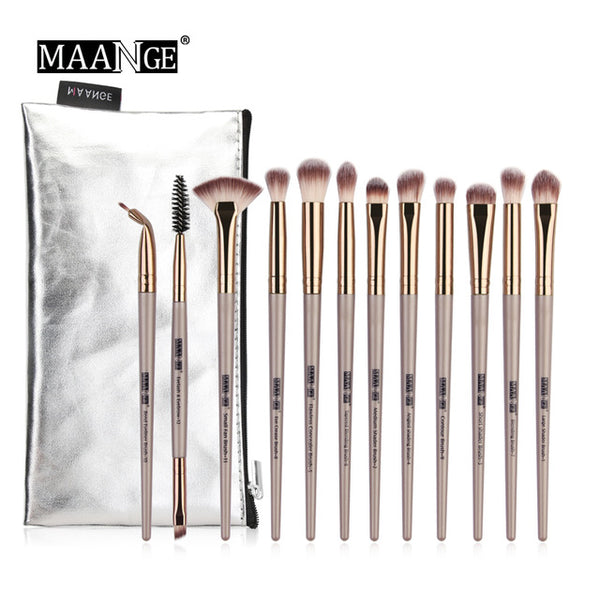 HOT Pro 6/12pcs Eye Makeup Brushes Set With Cosmestic Bag Rose Gold Make Up