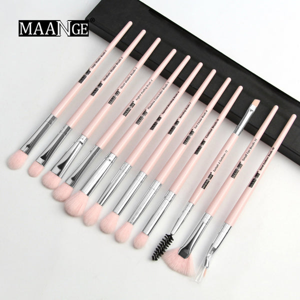 HOT Pro 6/12pcs Eye Makeup Brushes Set With Cosmestic Bag Rose Gold Make Up