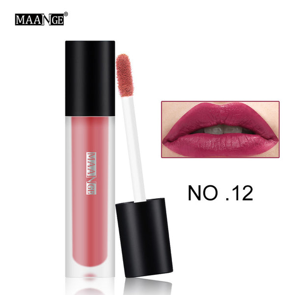 pro Lip Gloss Lipstick 12 Sexy Colors Waterproof Smooth Easy To Wear Longlasting Moist Matte Lip Paint sticker Makeup