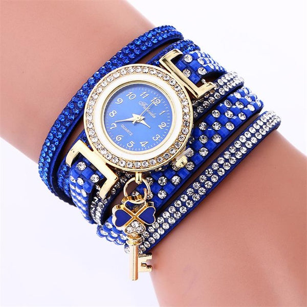 Gold Crystal Rhinestone Bracelet Watch Women