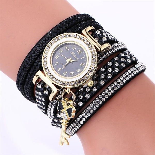 Gold Crystal Rhinestone Bracelet Watch Women