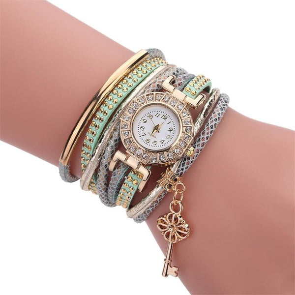 Gold Crystal Rhinestone Bracelet Watch Women