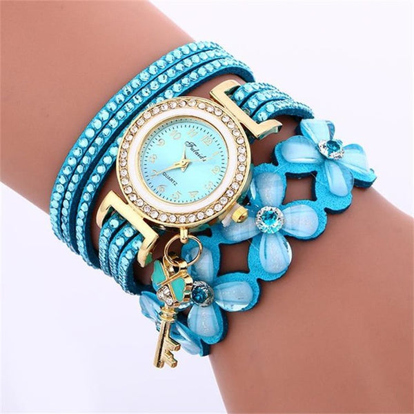 Gold Crystal Rhinestone Bracelet Watch Women