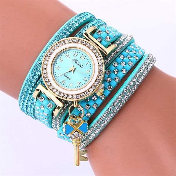 Gold Crystal Rhinestone Bracelet Watch Women