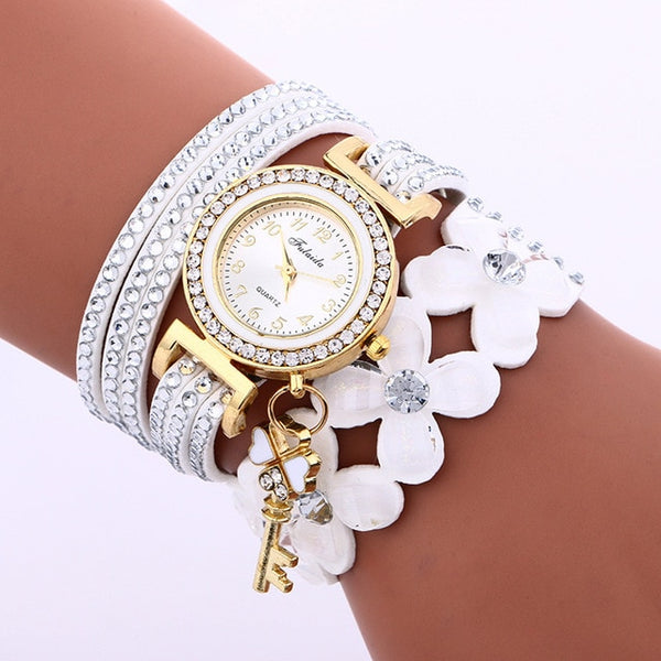Gold Crystal Rhinestone Bracelet Watch Women