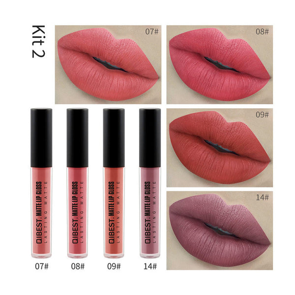 Makeup 4PCS Lip Gloss New Fashion Waterproof Matte Long Lasting Liquid Lipstick Cosmetic Sexy Lip Gloss Kit Beauty
