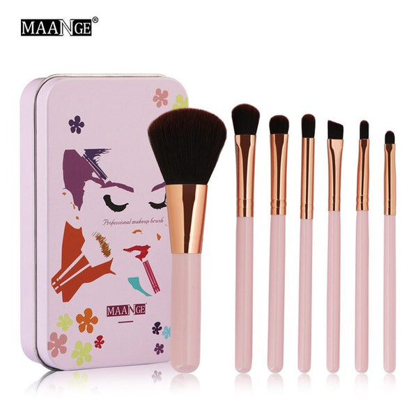 Makeup Brush Set 7Pc/set Mini Travel brush Set cosmetics kit Powder Foundation Beauty