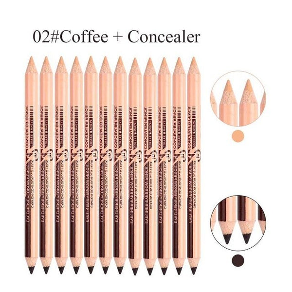 HIGH QUALITY  12PCS Concealer&eyebrow Pencil 2 in 1 Makeup Two-head use Professional
