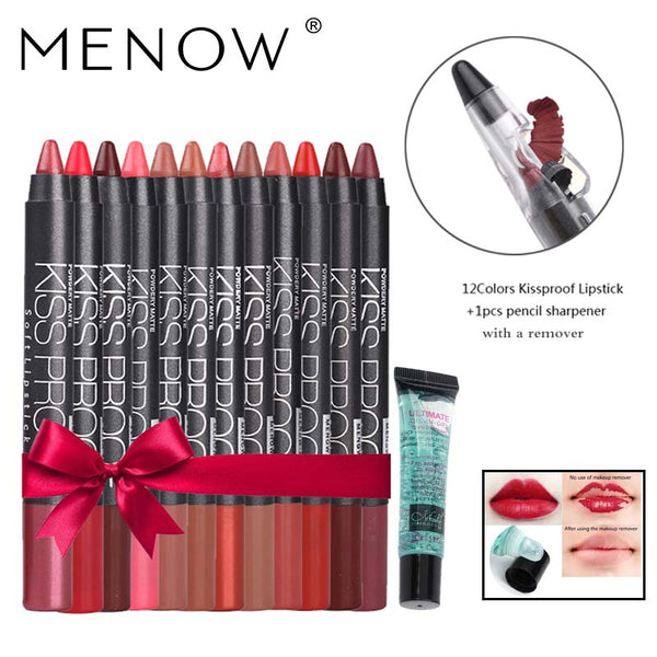 Make up set 12 Color/Pack Kiss proof Waterproof Lipstick