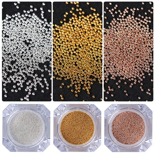 Mini Steel Ball Bead 3D Nail Decoration 0.8mm Gold Silver Champagne Studs Manicure Nail Art Decoration