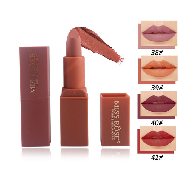 Miss Rose Professional Matte Lips Makeup Lipstick Batom Lip Stick Nude Red Velvet Pumpkin Color Lipsticks