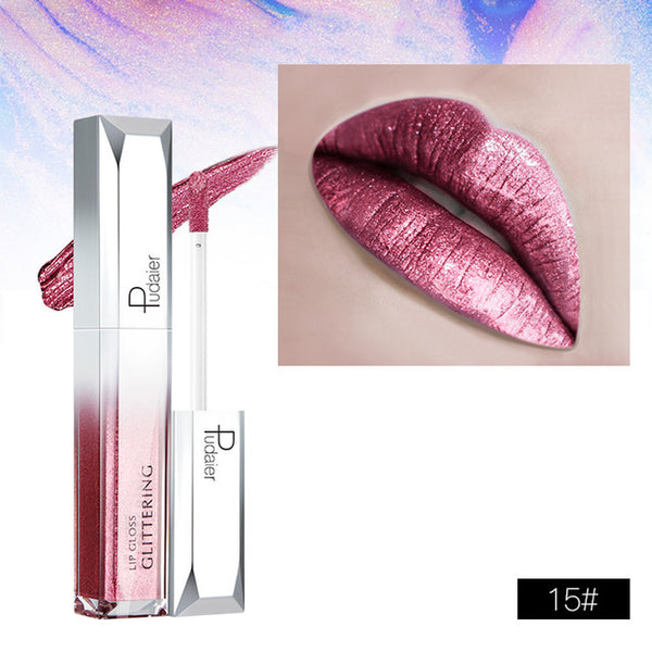 18 Color Diamond Pearl Lip Gloss Easy to Wear Hot Fashion Starry Shine Lip Gloss Waterproof Long Lasting Liquid Lipstick