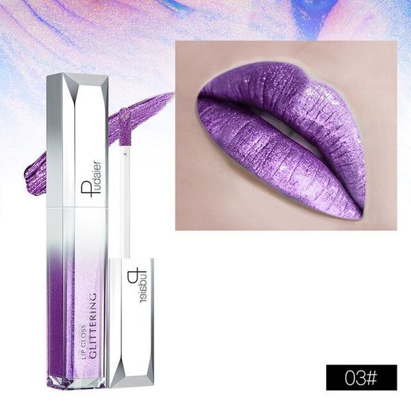 18 Color Diamond Pearl Lip Gloss Easy to Wear Hot Fashion Starry Shine Lip Gloss Waterproof Long Lasting Liquid Lipstick