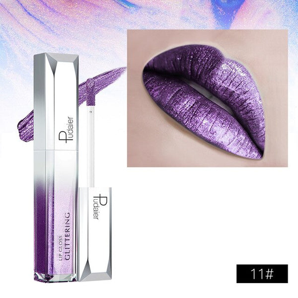 18 Color Diamond Pearl Lip Gloss Easy to Wear Hot Fashion Starry Shine Lip Gloss Waterproof Long Lasting Liquid Lipstick