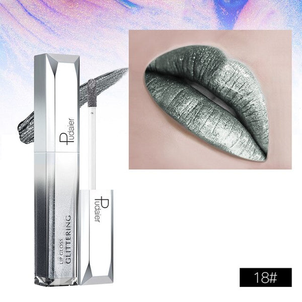 18 Color Diamond Pearl Lip Gloss Easy to Wear Hot Fashion Starry Shine Lip Gloss Waterproof Long Lasting Liquid Lipstick
