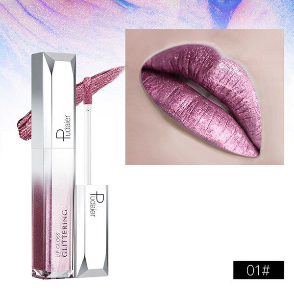 18 Color Diamond Pearl Lip Gloss Easy to Wear Hot Fashion Starry Shine Lip Gloss Waterproof Long Lasting Liquid Lipstick