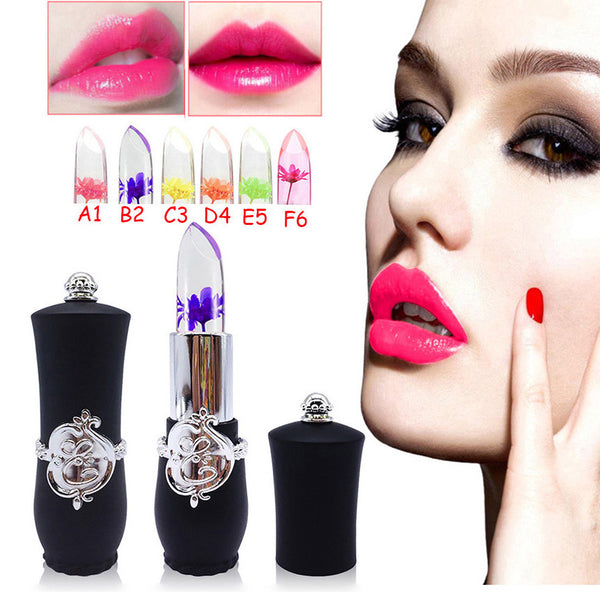 New Beauty Long-lasting Lipstick Bright Flower Crystal Jelly Lipstick Magic Temperature Change Color Lip Balm Makeup