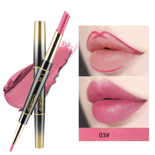 New Double-end Lipstick Pen Easy to Wear Long-lasting Natural Lasting Lipliner Waterproof Lip Liner Stick Pencil 14 Color Beauty