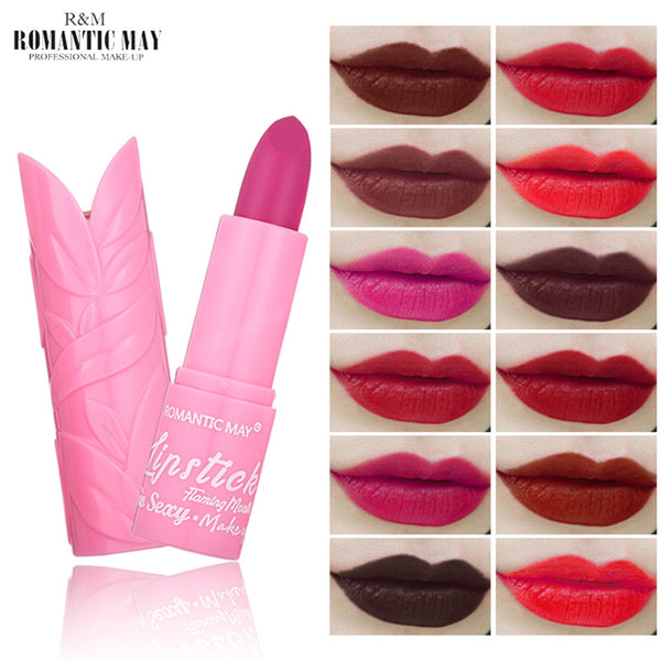 New Fashion ROMANTIC MAY Lipstick Moisturizer Matte Lips Stick Long Lasting Charming Maquiagem Drop Shipping