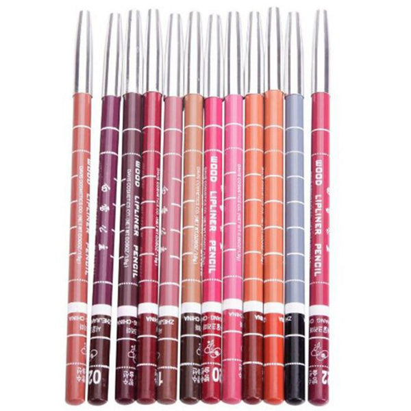 New  12pcs Women's Professional Makeup Lip-liner Waterproof Lip Liner Pencil Set Fashion Beauty