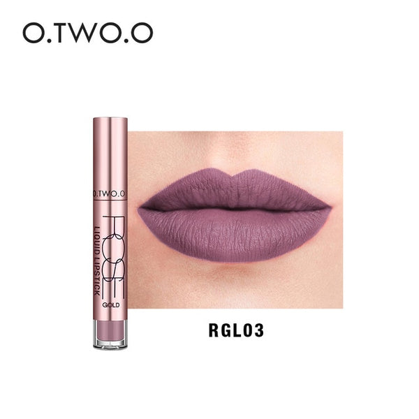 O.TWO.O 12 Colors Matte Liquid Lipstick Kiss Proof Lipstick Lip Tattoo Makeup Long Lasting Pigment Nude Gold Metallic Lipgloss