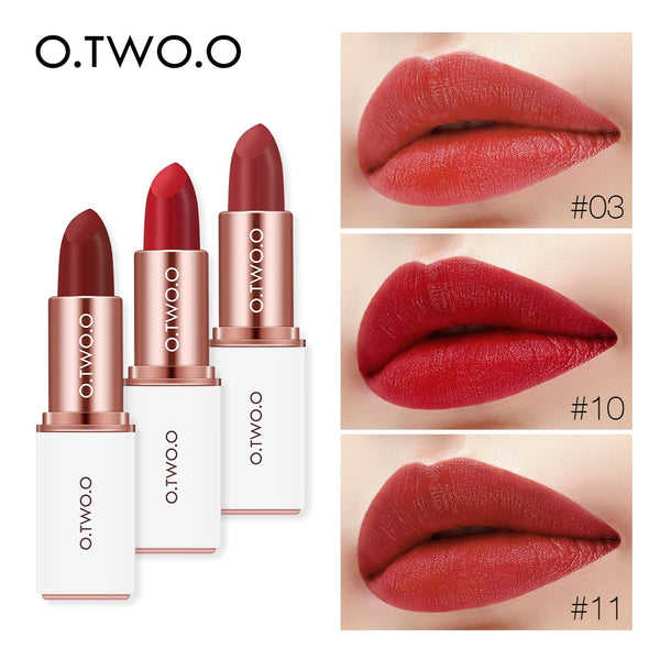 O.TWO.O 12 Colors Waterproof Lipstick Velvet Matte Rouge Cosmetics Make Up lip Moisturizing Nutritious Lips Cosmetics
