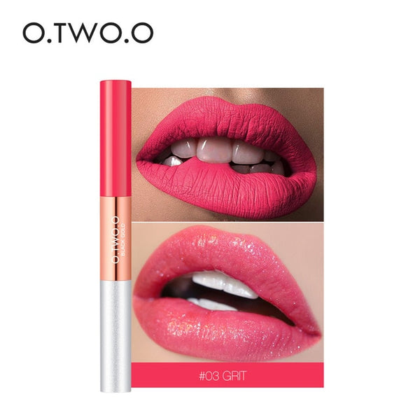 O.TWO.O 2 in 1 Matte & Glitter Lipgloss Velvet Lip Tint Moisturizer Long Lasting Liquid Lipstick Shine & Shimmer Lip Gloss Set