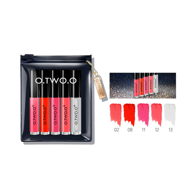 O.TWO.O 5PCS Lip Gloss Set Velvet Liquid Lipstick Professional Makeup Matte Lipstick Lip Kit Long Lasting Cosmetics Maquiagem