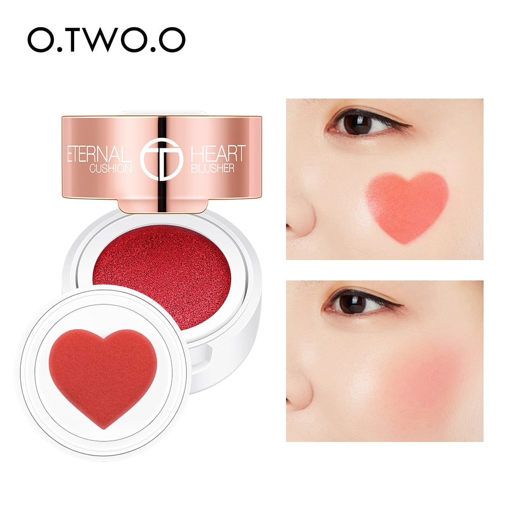 O.TWO.O Air Cushion Blusher Folding Heart Shape Shimmer Blush Rouge 4 Colors Easy To Wear Natural Face Contour Make Up