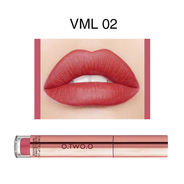 O.TWO.O Liquid Lipstick Waterproof Long Lasting Matte Velvet Lip Gloss Makeup Smooth Lip Tint Pigment Red Lips Cosmetics