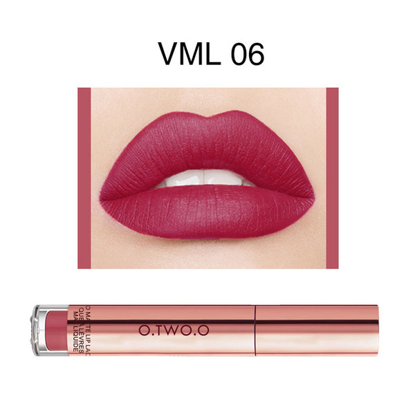 O.TWO.O Liquid Lipstick Waterproof Long Lasting Matte Velvet Lip Gloss Makeup Smooth Lip Tint Pigment Red Lips Cosmetics