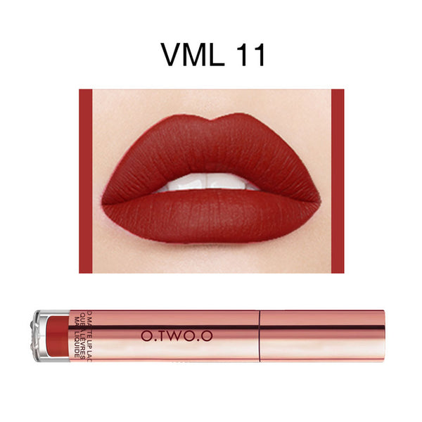 O.TWO.O Liquid Lipstick Waterproof Long Lasting Matte Velvet Lip Gloss Makeup Smooth Lip Tint Pigment Red Lips Cosmetics