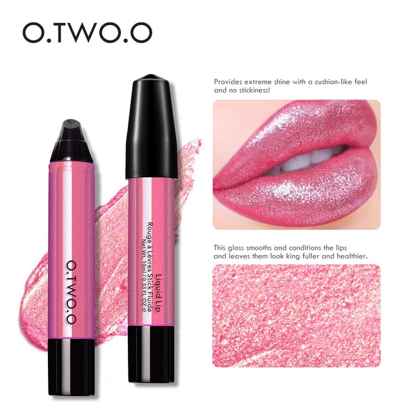 O.TWO.O Makeup Glitter Lip Gloss Matte Lipgloss Waterproof Red Liquid Lipstick Glitter Shimmer Gloss Long Lasting Make Up