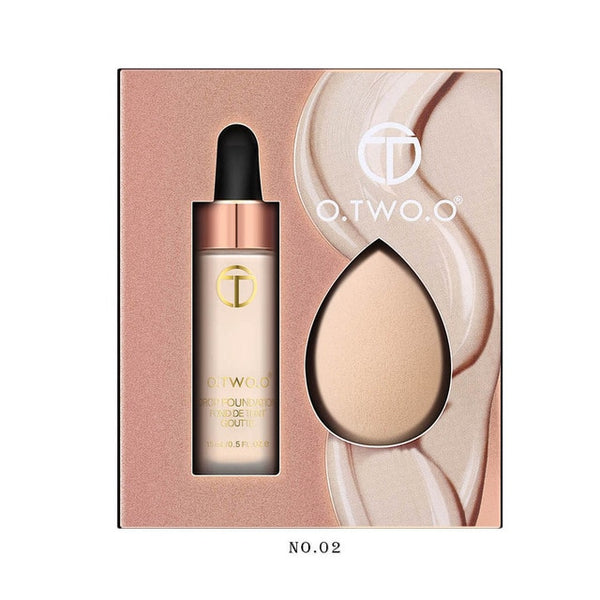 NEW Matte Foundation With Sponge Puff Kit Matte Effect Velvet Texture Liquid Drop Foundations Makeup Set