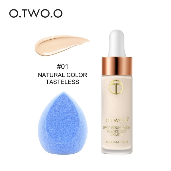 Matte Liquid Foundation Makeup Base Primer Face Cream Full Cover Concealer With Makeup Sponge Blender