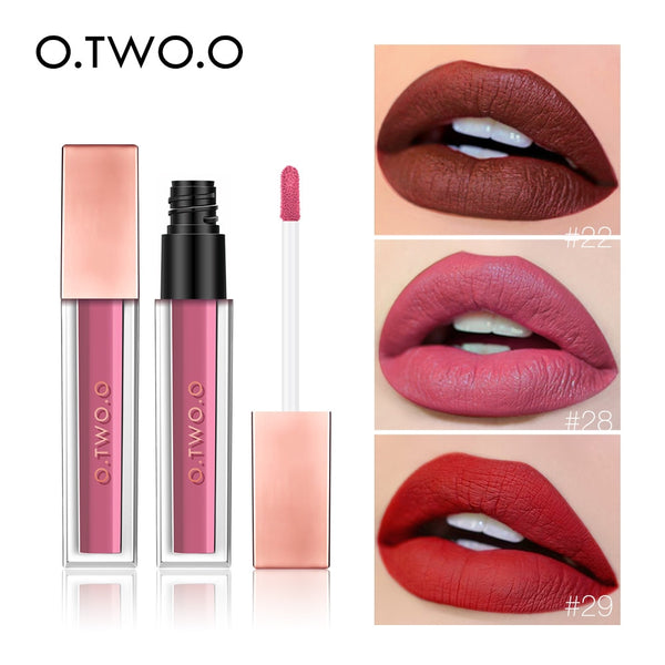 O.TWO.O Waterproof Matte Lip Gloss Moisturizer Smooth Lip Stick Long Lasting Liquid Lipstick Cosmetic Makeup Lipgloss 15 Colors