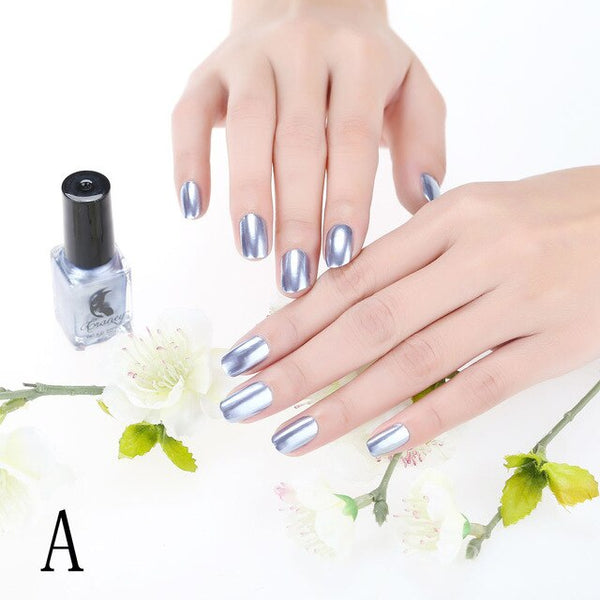 Offre spéciale Pro 6 ml miroir vernis à ongles placage argent pâte métal couleur acier inoxydable miroir argent vernis à ongles pour Nail Art cadeau