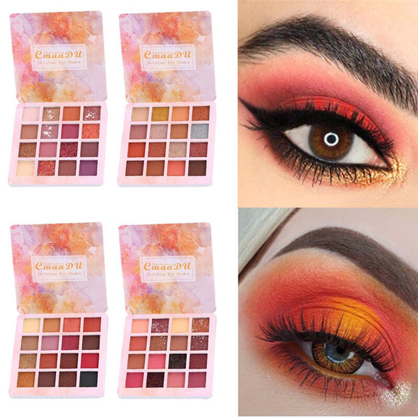 Palette ombre à paupières nue De marque Cmaadu 16 couleurs fard à paupières scintillant mat poudre De paillettes imperméable à l'eau